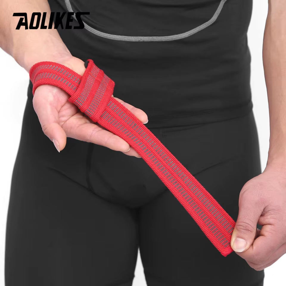 1 Pair Adjustable Silicone Anti-Skid Fitness Dumbbell Training Cotton Weight Lifting Straps Wrist Support Strap Brace