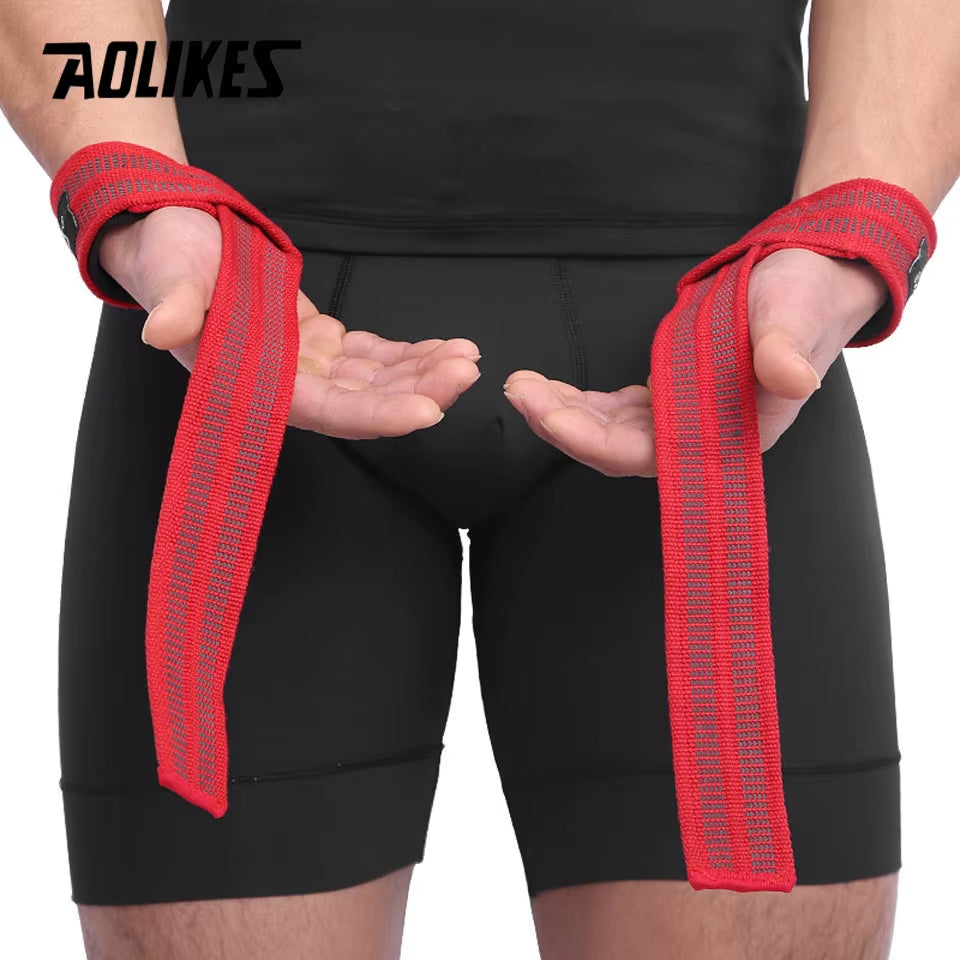 1 Pair Adjustable Silicone Anti-Skid Fitness Dumbbell Training Cotton Weight Lifting Straps Wrist Support Strap Brace
