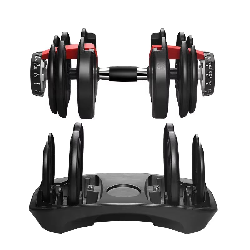 Set of 2 Unisex Automatic Quick-Adjust Dumbbells 24Kg Home Gym Fitness Equipment