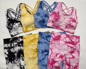 Tie Dye Pants Yoga Suit Sexy Sports Bra Vest Leggings Set Gym Sports Clothes Gym Clothing for Women Workout Set Cheap Sportswear