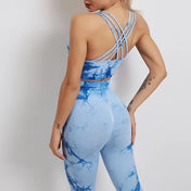 Tie Dye Pants Yoga Suit Sexy Sports Bra Vest Leggings Set Gym Sports Clothes Gym Clothing for Women Workout Set Cheap Sportswear