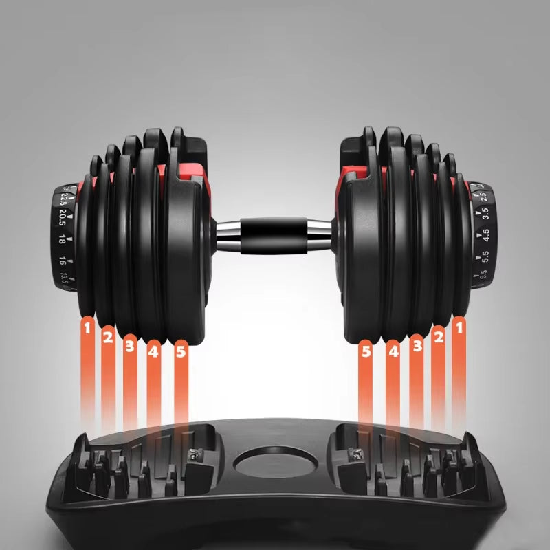 Set of 2 Unisex Automatic Quick-Adjust Dumbbells 24Kg Home Gym Fitness Equipment