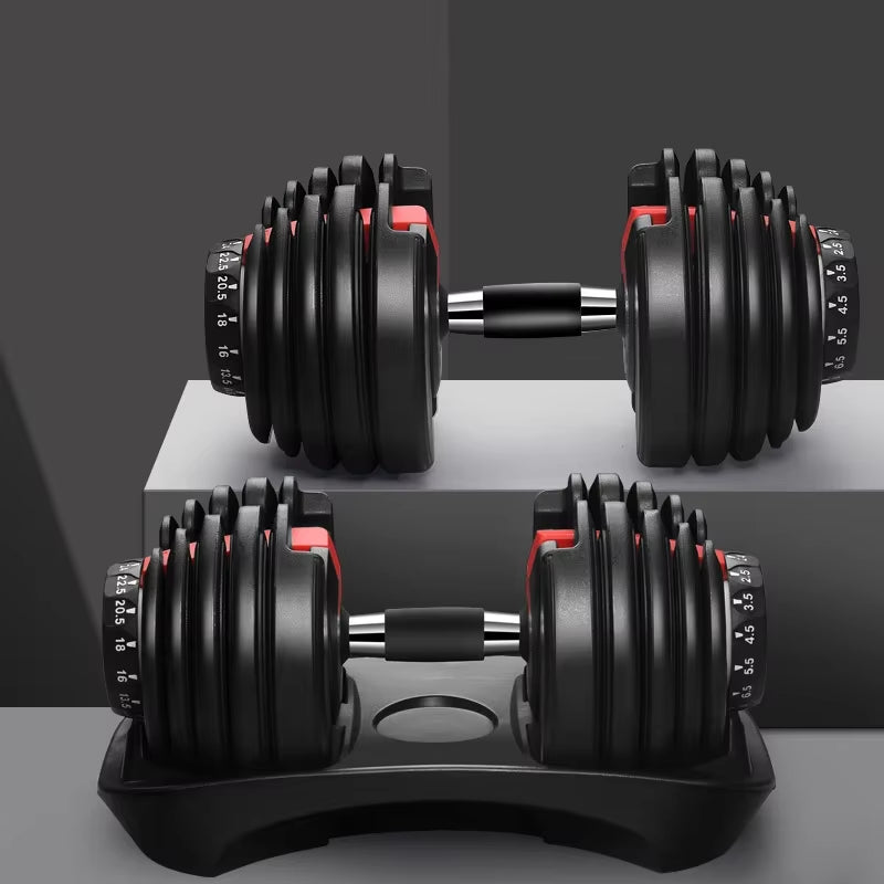 Set of 2 Unisex Automatic Quick-Adjust Dumbbells 24Kg Home Gym Fitness Equipment