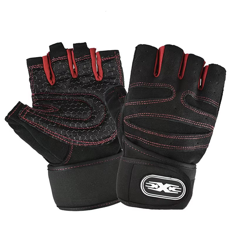 Workout Gloves for Men Women Half Finger Glove with Wrist Wrap for Sport Weight Lifting Training Bicycle Motorcyclist Gym Glove