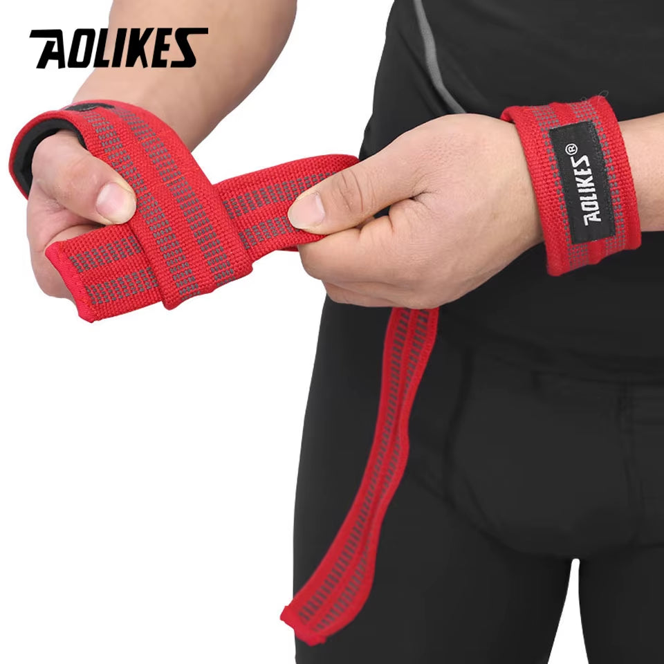 1 Pair Adjustable Silicone Anti-Skid Fitness Dumbbell Training Cotton Weight Lifting Straps Wrist Support Strap Brace