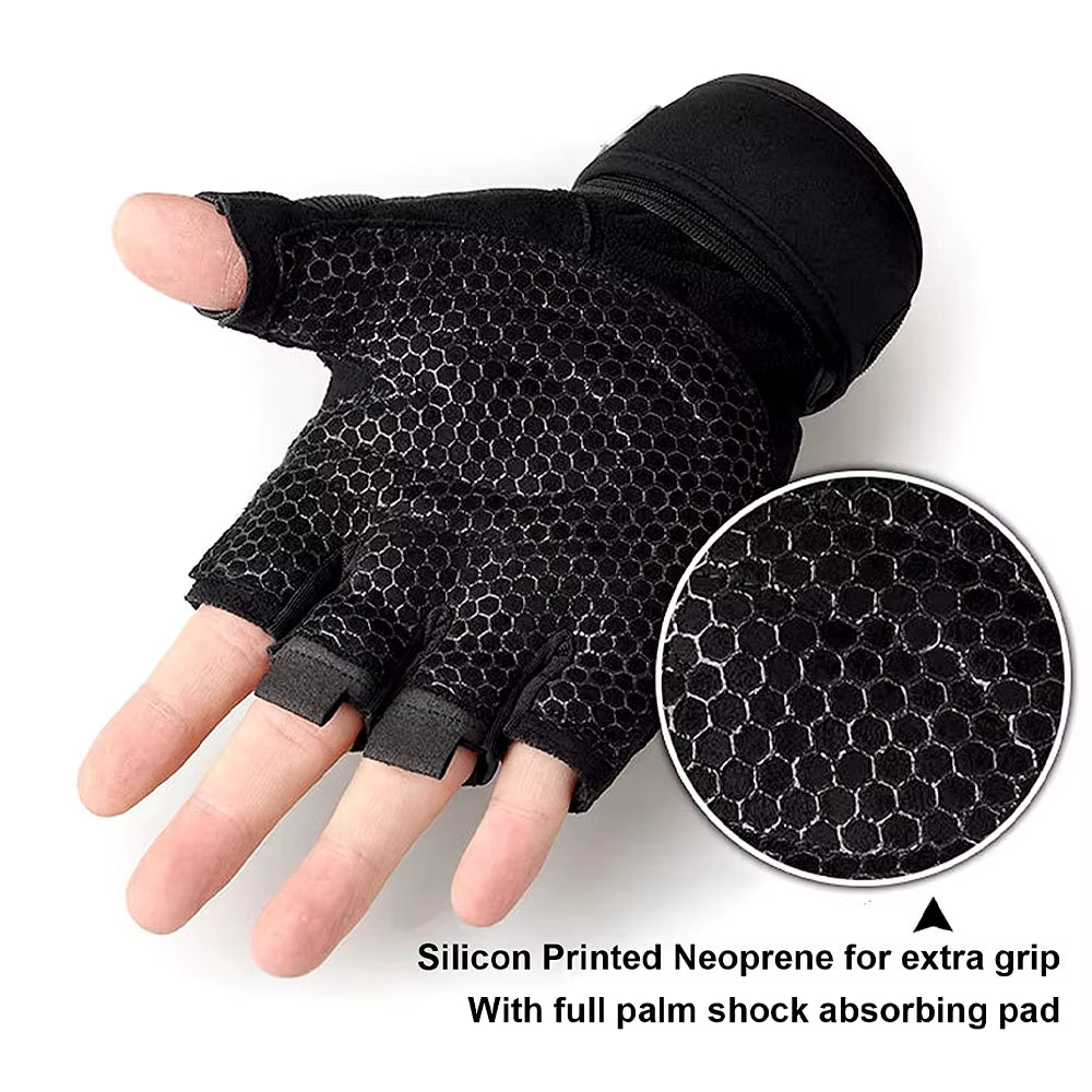 Workout Gloves for Men Women Half Finger Glove with Wrist Wrap for Sport Weight Lifting Training Bicycle Motorcyclist Gym Glove