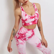 Tie Dye Pants Yoga Suit Sexy Sports Bra Vest Leggings Set Gym Sports Clothes Gym Clothing for Women Workout Set Cheap Sportswear