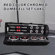50Kg Adjustable Cast Iron Dumbbell Set, Red Chrome-Plated Adjustable Dumbbell Set with Box