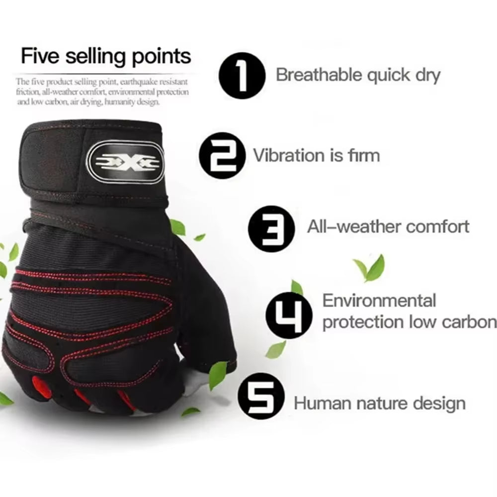Workout Gloves for Men Women Half Finger Glove with Wrist Wrap for Sport Weight Lifting Training Bicycle Motorcyclist Gym Glove
