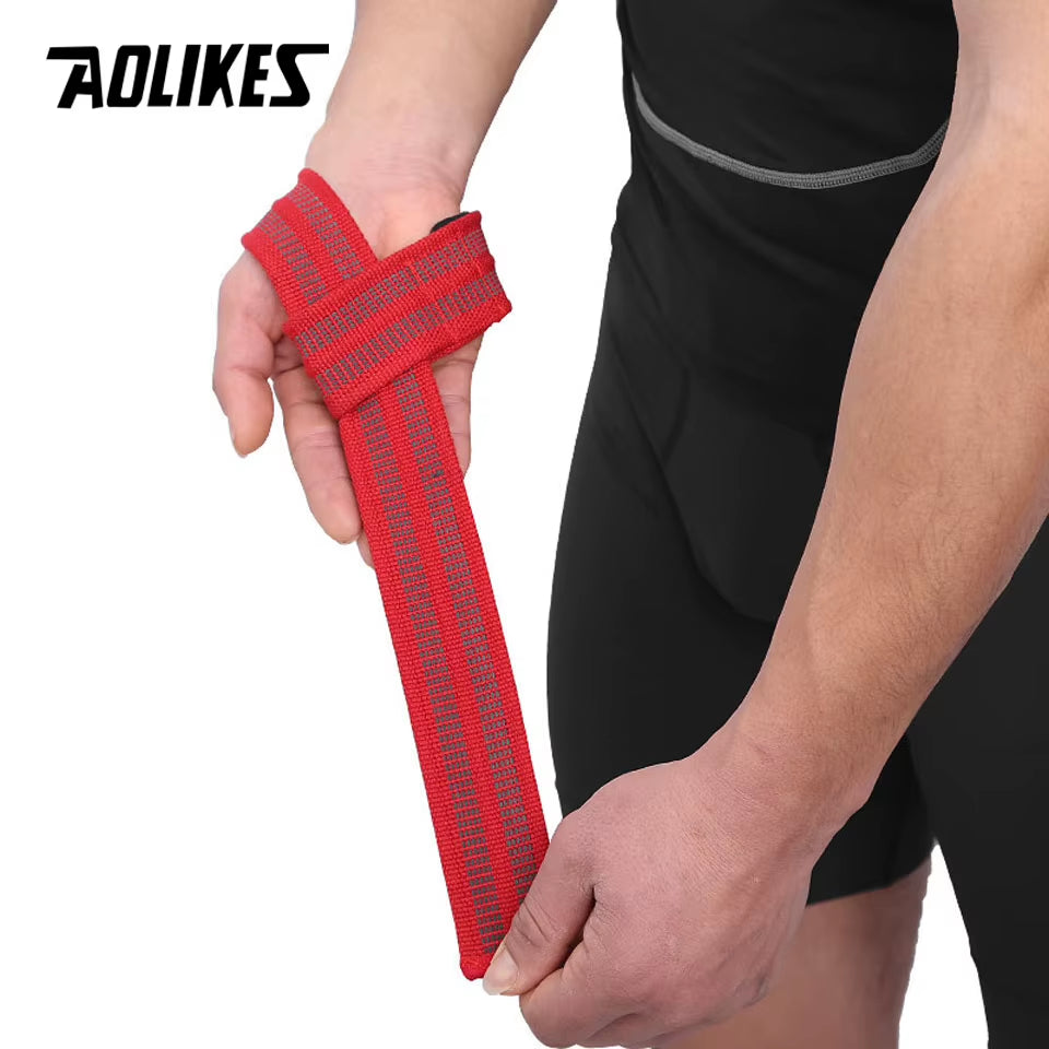 1 Pair Adjustable Silicone Anti-Skid Fitness Dumbbell Training Cotton Weight Lifting Straps Wrist Support Strap Brace