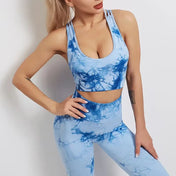 Tie Dye Pants Yoga Suit Sexy Sports Bra Vest Leggings Set Gym Sports Clothes Gym Clothing for Women Workout Set Cheap Sportswear