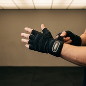 Weight lifting gym gloves with wristband
