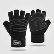 Half-finger workout gloves with wrist wrap - product view