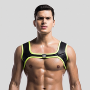 Men's neoprene chest harness top - detail view