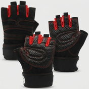 Weight lifting gym gloves with wristband - product view