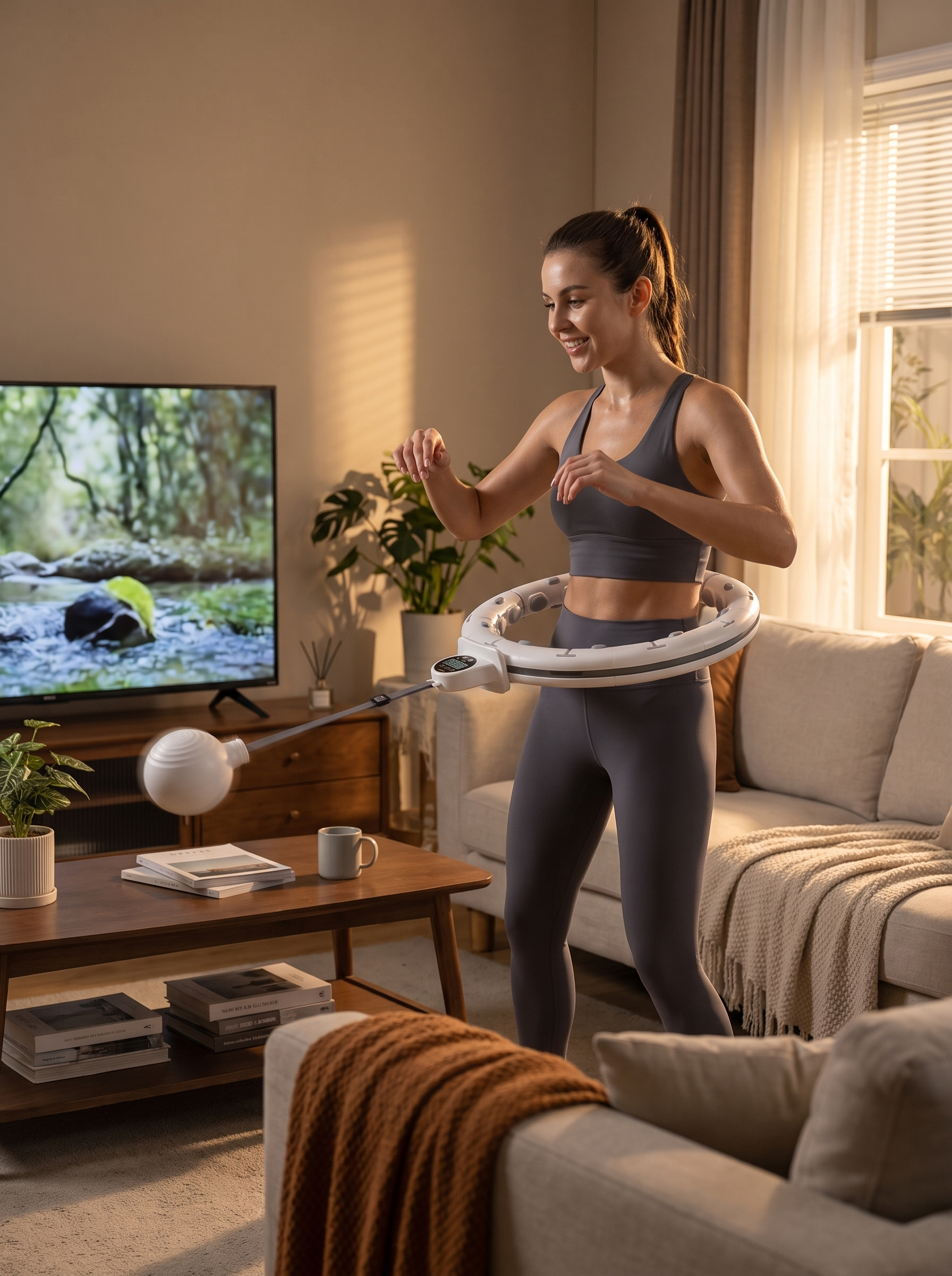 Smart Weighted Fitness Hoop, Quiet Enough for TV Time